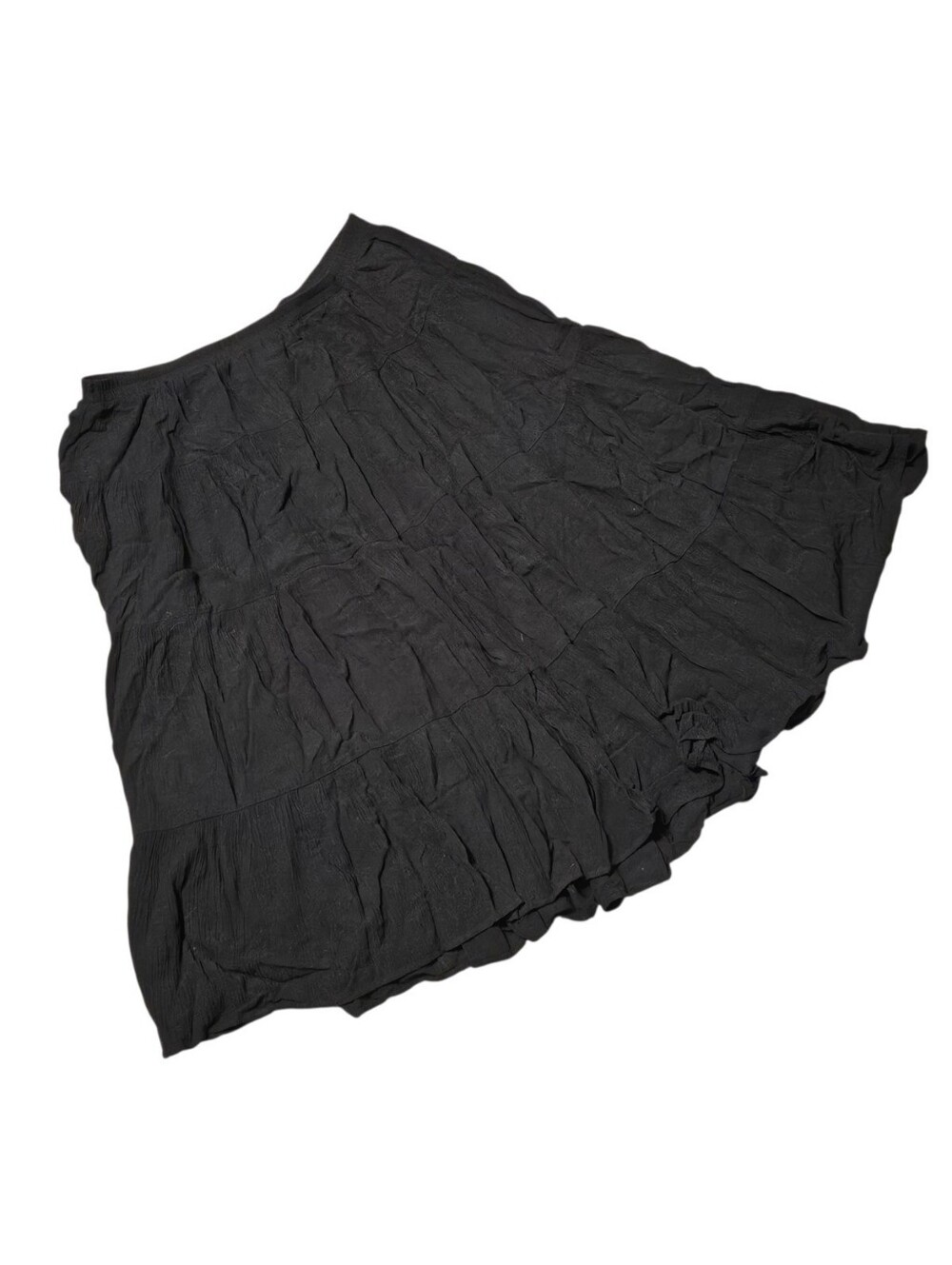Sag Harbor Black Tiered Broomstick Maxi Skirt Large Rayon Boho Ren Faire